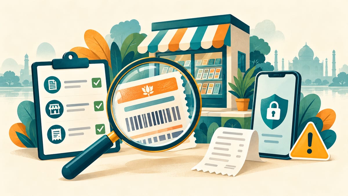 Checklist, receipt, and protected phone for checking authorized lottery purchase channels.